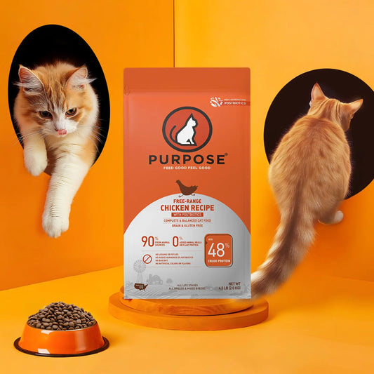 PURPOSE Natural Dry Cat Food Grain Free Dry Cat Food Protein Rich Indoor Cat Food for All Breeds and Life Stages Free-Range Chicken Recipe with Postbiotics 4.5lb Bag USA Made…