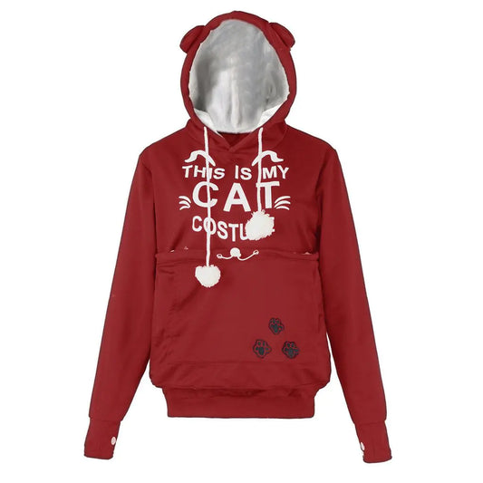 Alien Cat Printed Hooded Sweater for Women