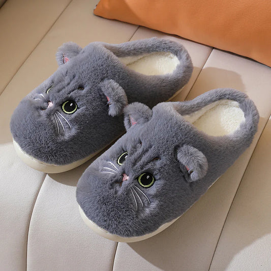 Cute Cat Plush Home Slippers
