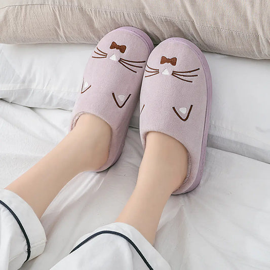 Cute Cat Cotton Slippers for Couples at Home
