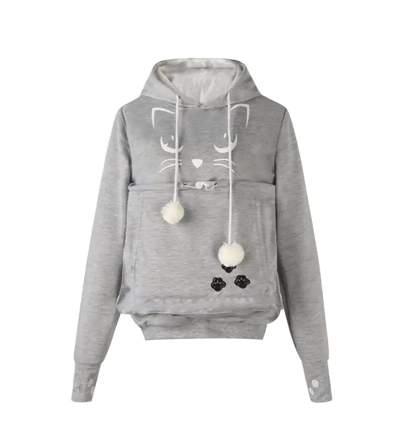 Alien Cat Printed Hooded Sweater for Women