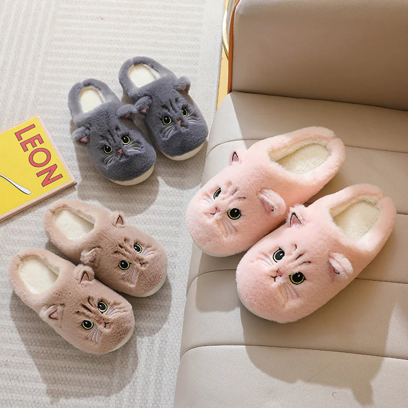 Cute Cat Plush Home Slippers