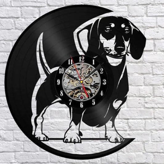 Cute Pet Dog Living Room Clock - Vintage Vinyl Design