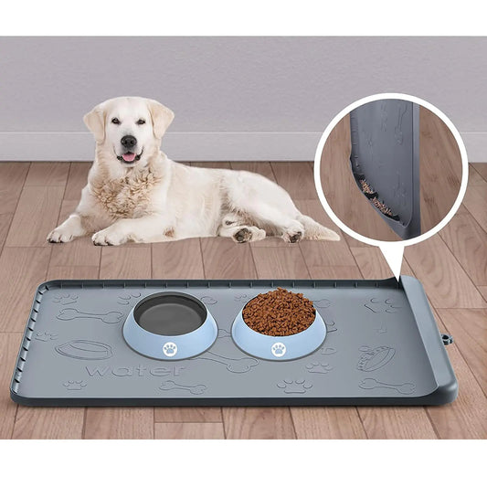 Elegant Silicone Pet Feeding Mat with Residue Pocket