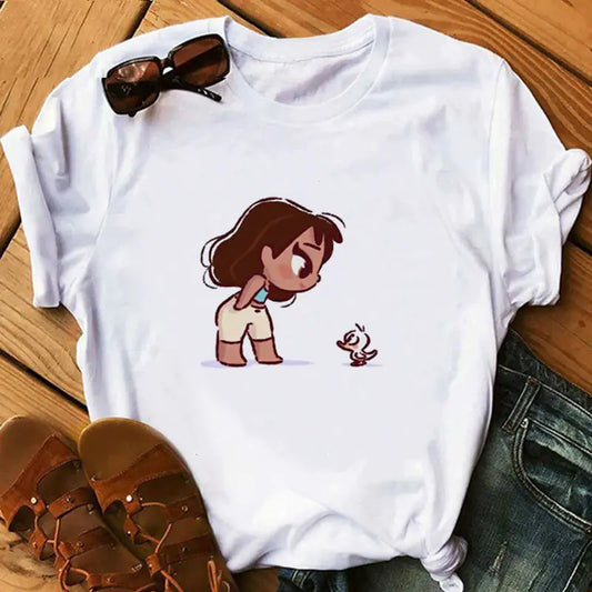 Princess and Pet Printed Women's T-Shirt, Short Sleeve