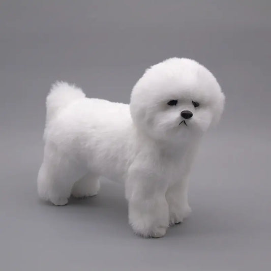 Realistic Pet Dog Model - Plush Bichon Frise Decor