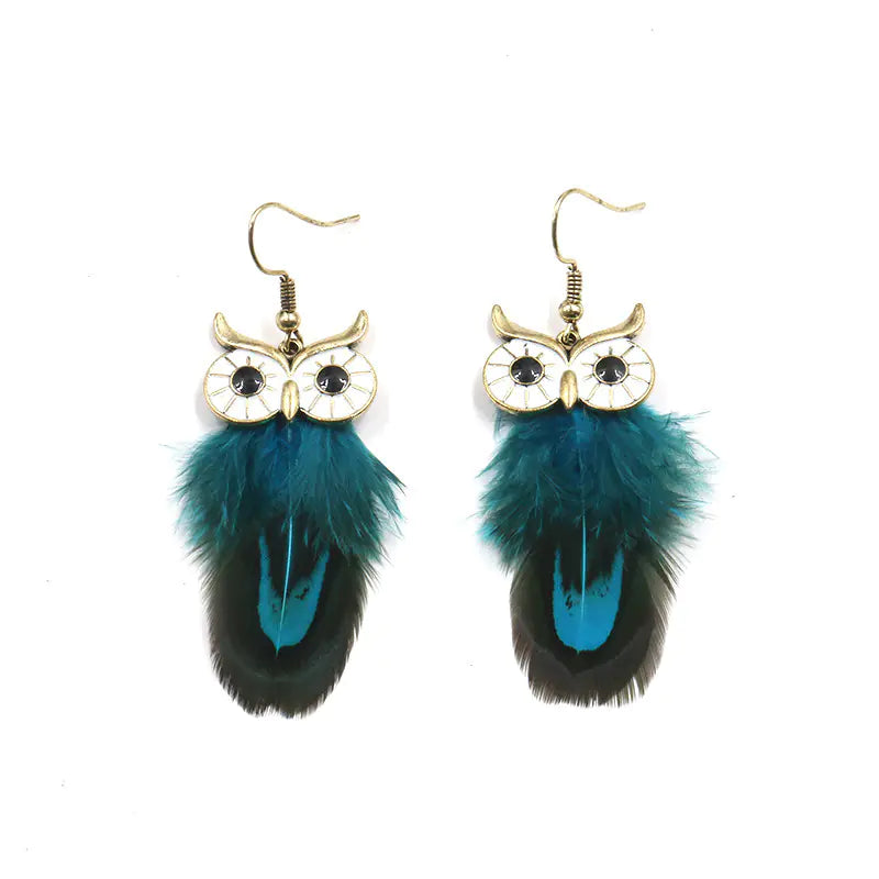 Owl Feather Earrings (Set of Owl Earrings)