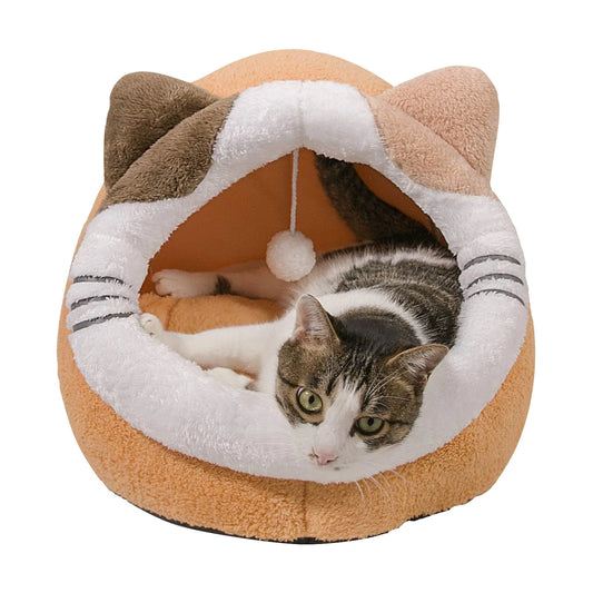 Qucey Plush Cat Enclosure: Cozy Indoor Bed with Washable Pillow