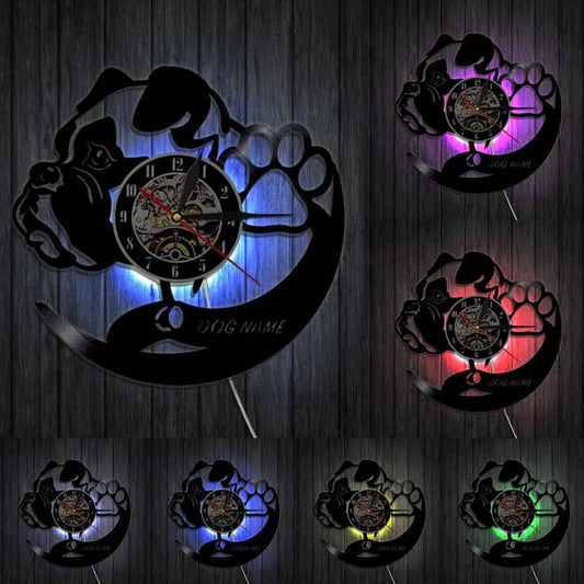 Vintage Vinyl Record Wall Clock - Cute Pet Dog Decor