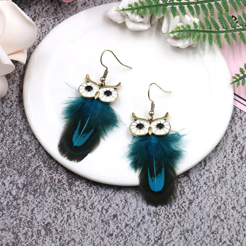 Owl Feather Earrings (Set of Owl Earrings)