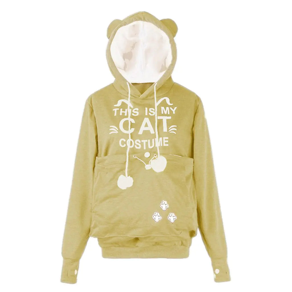 Alien Cat Printed Hooded Sweater for Women