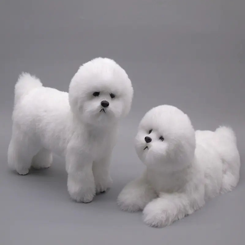 Realistic Pet Dog Model - Plush Bichon Frise Decor