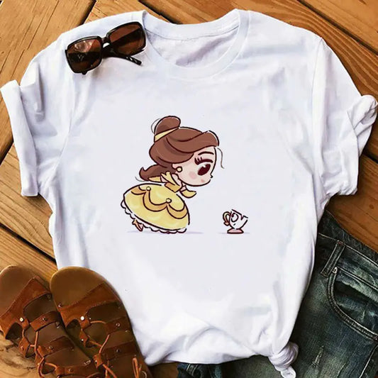 Princess and Pet Printed Women's T-Shirt, Short Sleeve