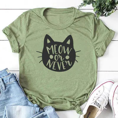 Fashion Printed T-Shirt for Women - Cat Design