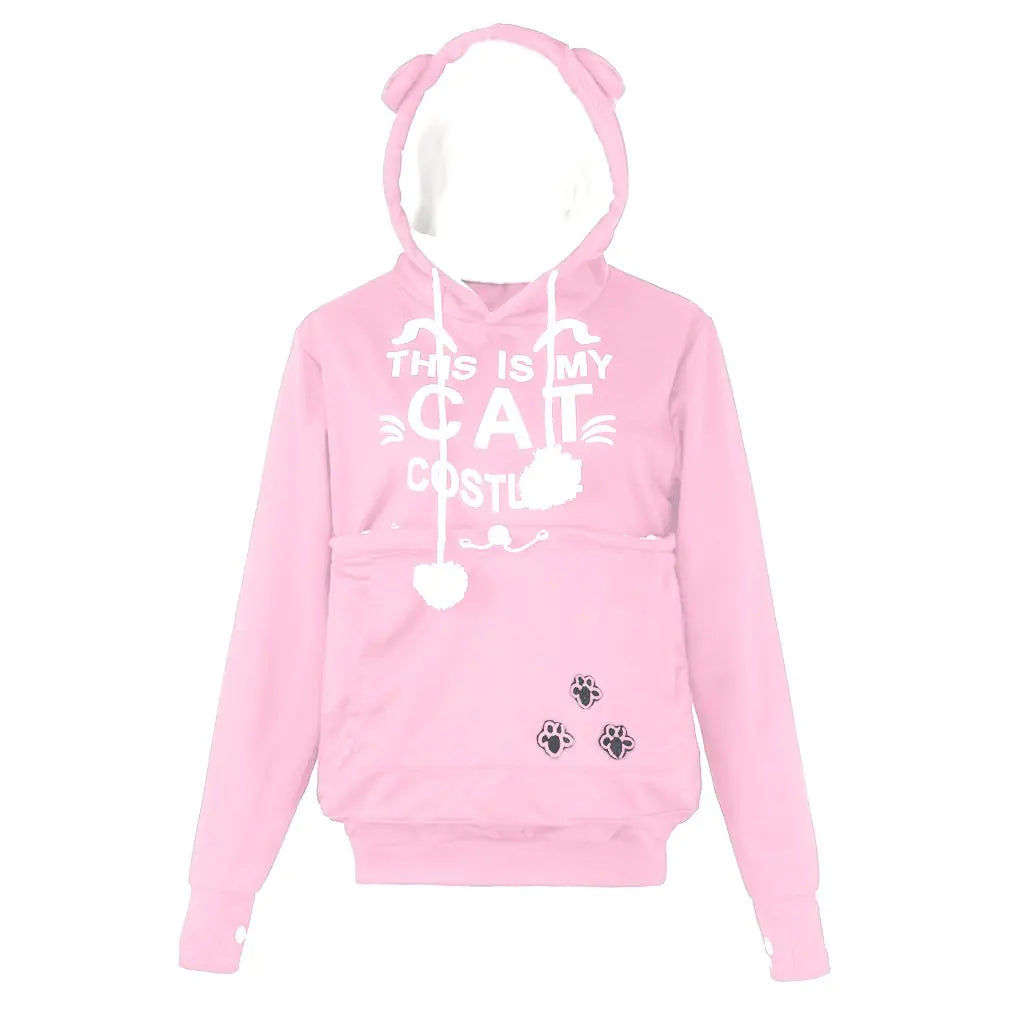 Alien Cat Printed Hooded Sweater for Women