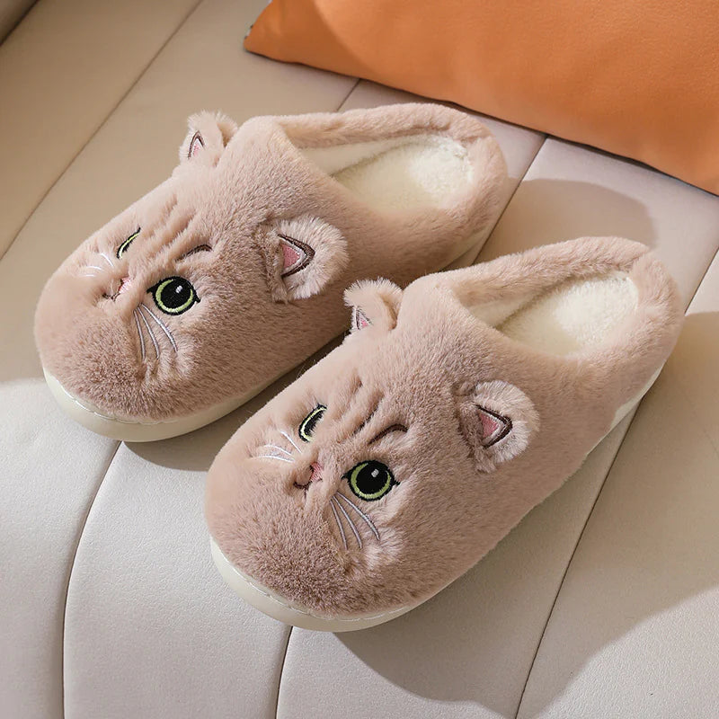 Cute Cat Plush Home Slippers