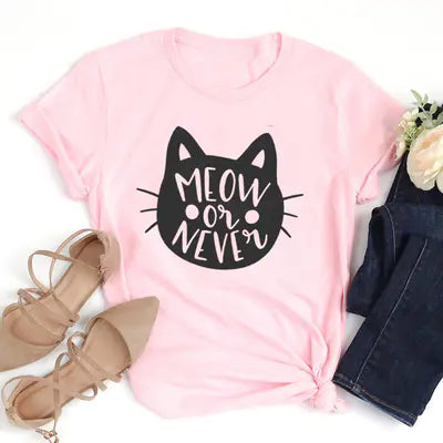 Fashion Printed T-Shirt for Women - Cat Design