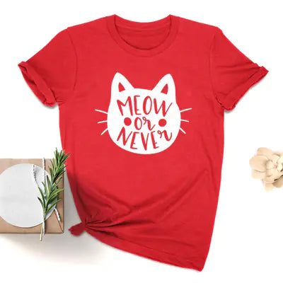 Fashion Printed T-Shirt for Women - Cat Design