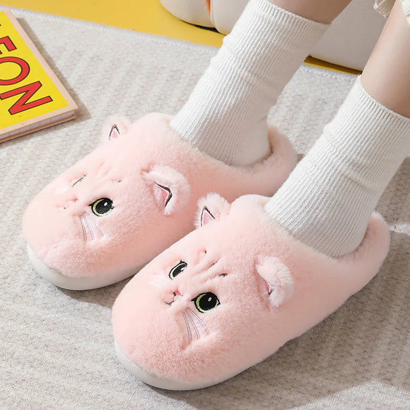 Cute Cat Plush Home Slippers