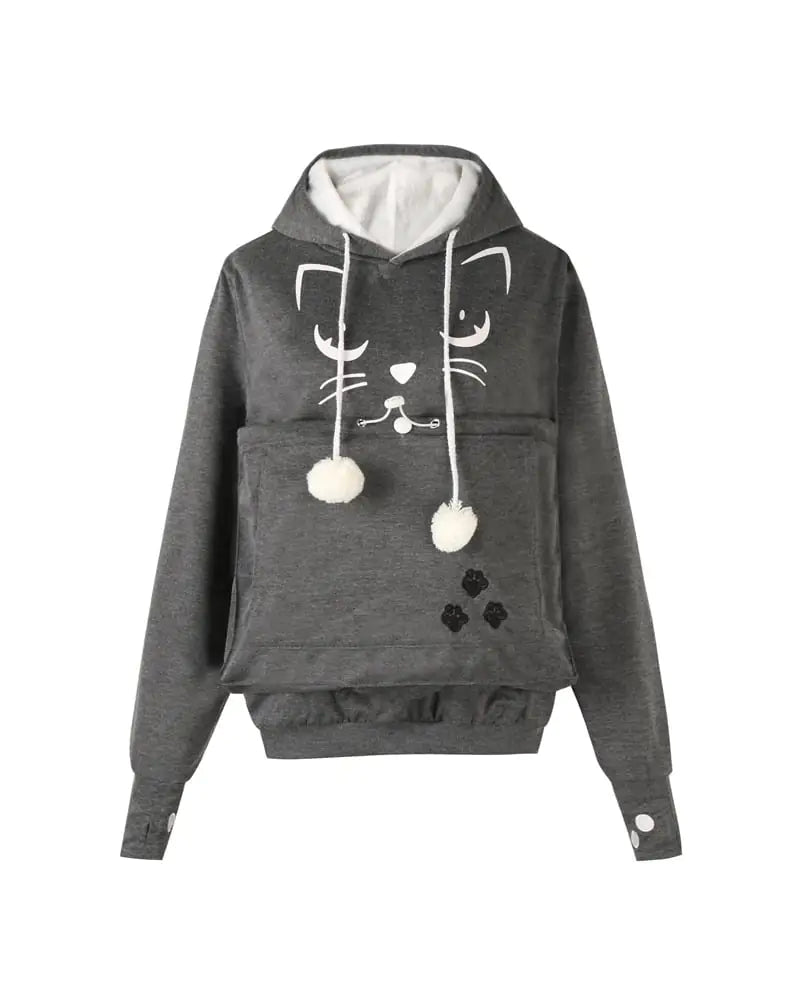 Alien Cat Printed Hooded Sweater for Women