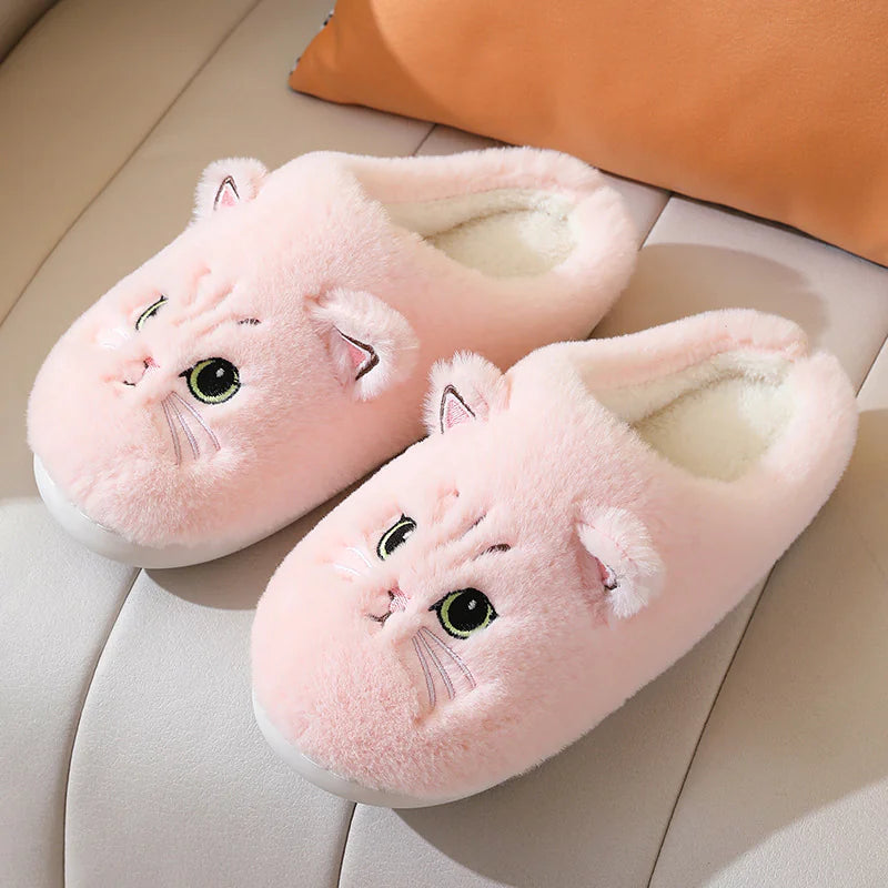 Cute Cat Plush Home Slippers