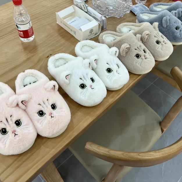 Cute Cat Plush Home Slippers