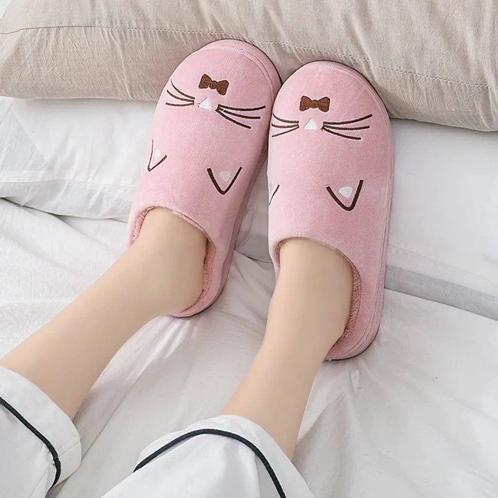 Cute Cat Cotton Slippers for Couples at Home
