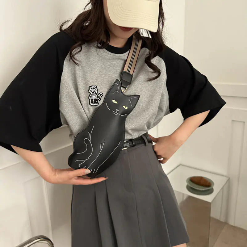 Cute Cat Printed Crossbody Bag for Women