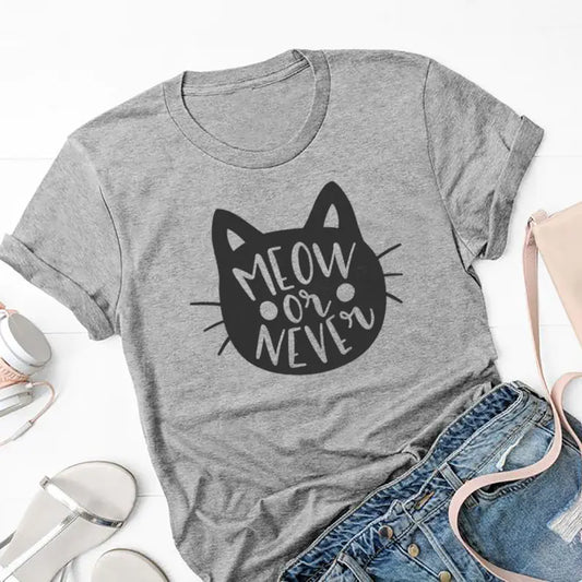 Fashion Printed T-Shirt for Women - Cat Design