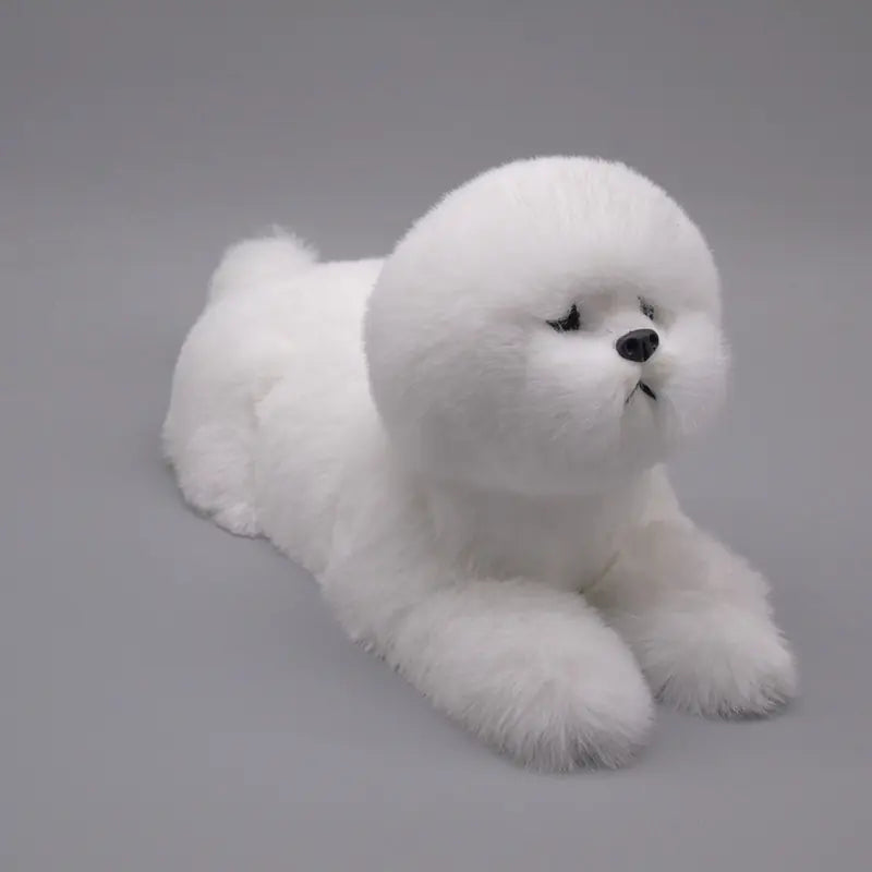 Realistic Pet Dog Model - Plush Bichon Frise Decor