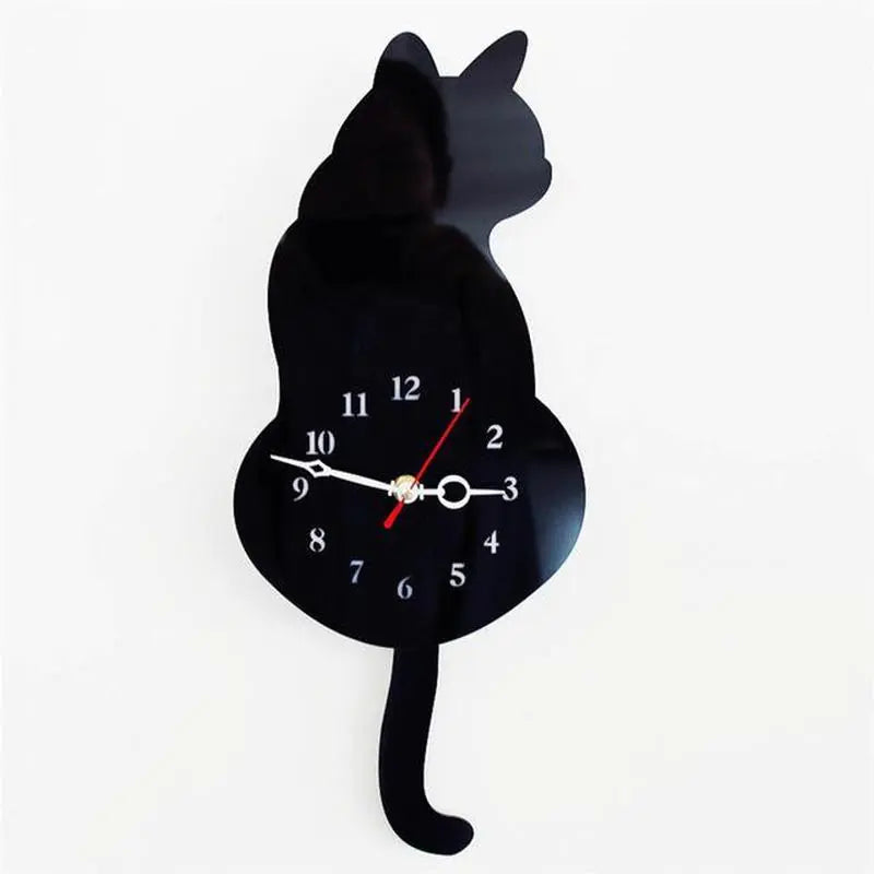 Swinging Tail Cat Wall Clock - Creative Acrylic Design