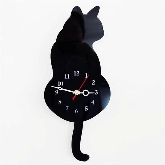 Swinging Tail Cat Wall Clock - Creative Acrylic Design