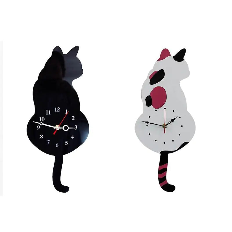 Swinging Tail Cat Wall Clock - Creative Acrylic Design