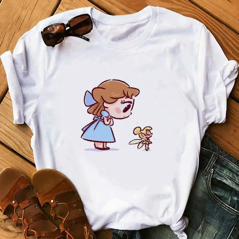 Princess and Pet Printed Women's T-Shirt, Short Sleeve