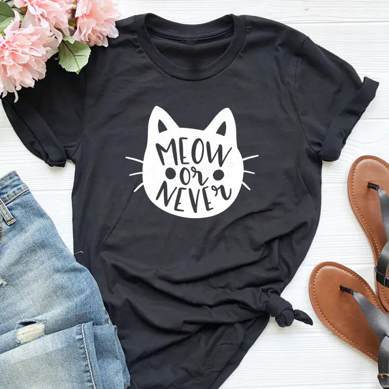 Fashion Printed T-Shirt for Women - Cat Design