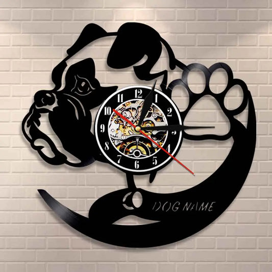 Vintage Vinyl Record Wall Clock - Cute Pet Dog Decor