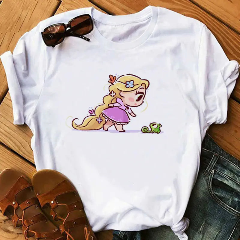 Princess and Pet Printed Women's T-Shirt, Short Sleeve